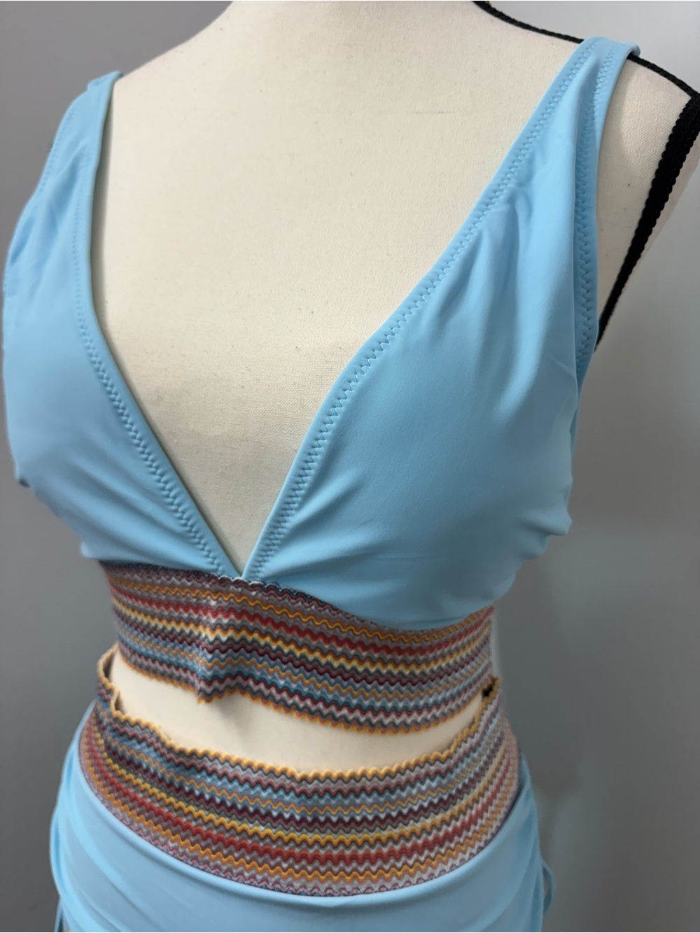 Women Swimsuit High Waisted Bikini V Neck Two Pieces Swimsuit Ruched Side XL - Picture 6 of 13
